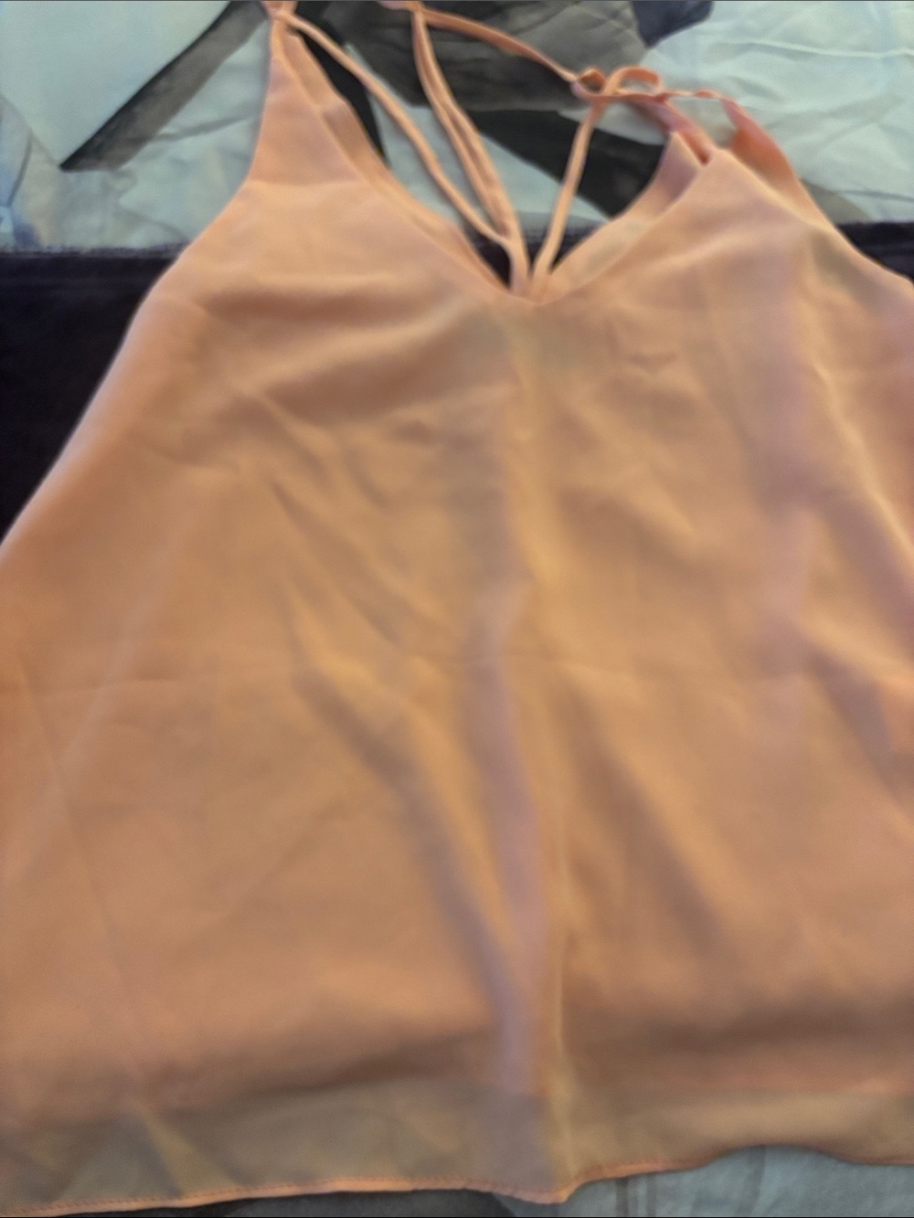 Boohoo Peach Strappy V-Neck Cami Top